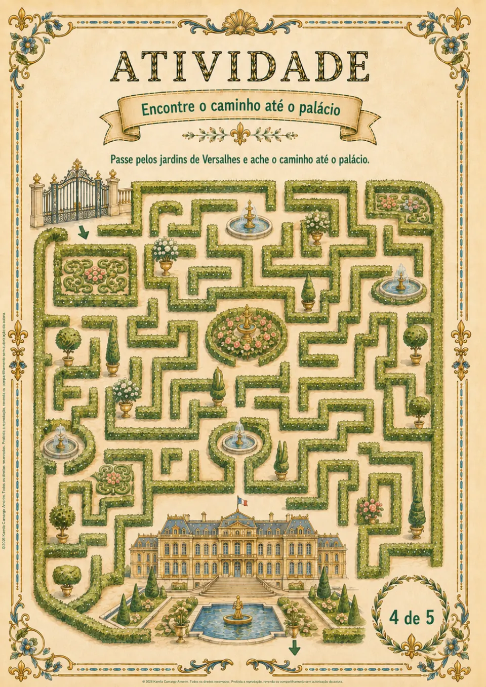 Atividade sobre jardins de Versalhes
