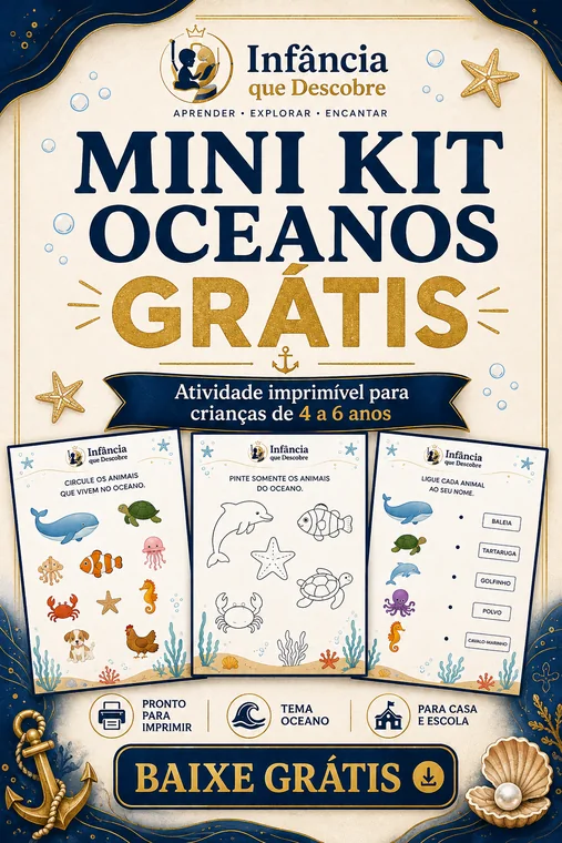 Mini Kit Oceanos gratuito da Infância que Descobre