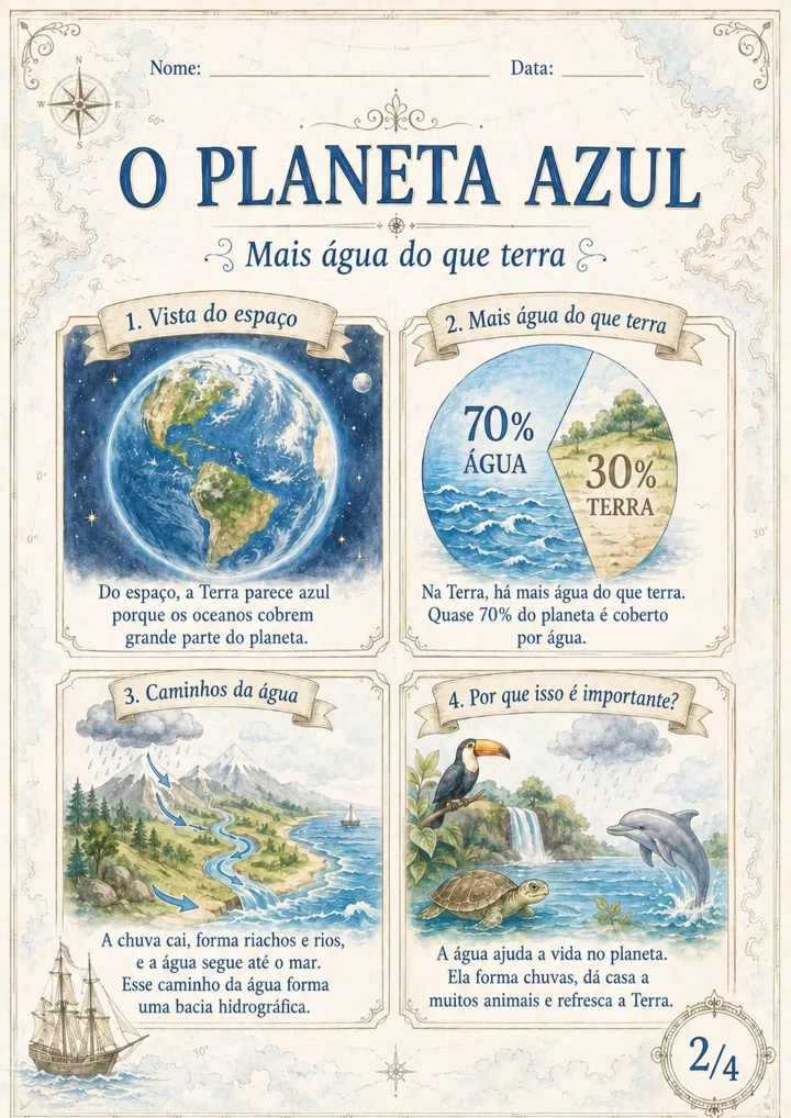 Página real de Geografia: o planeta azul e os caminhos da água